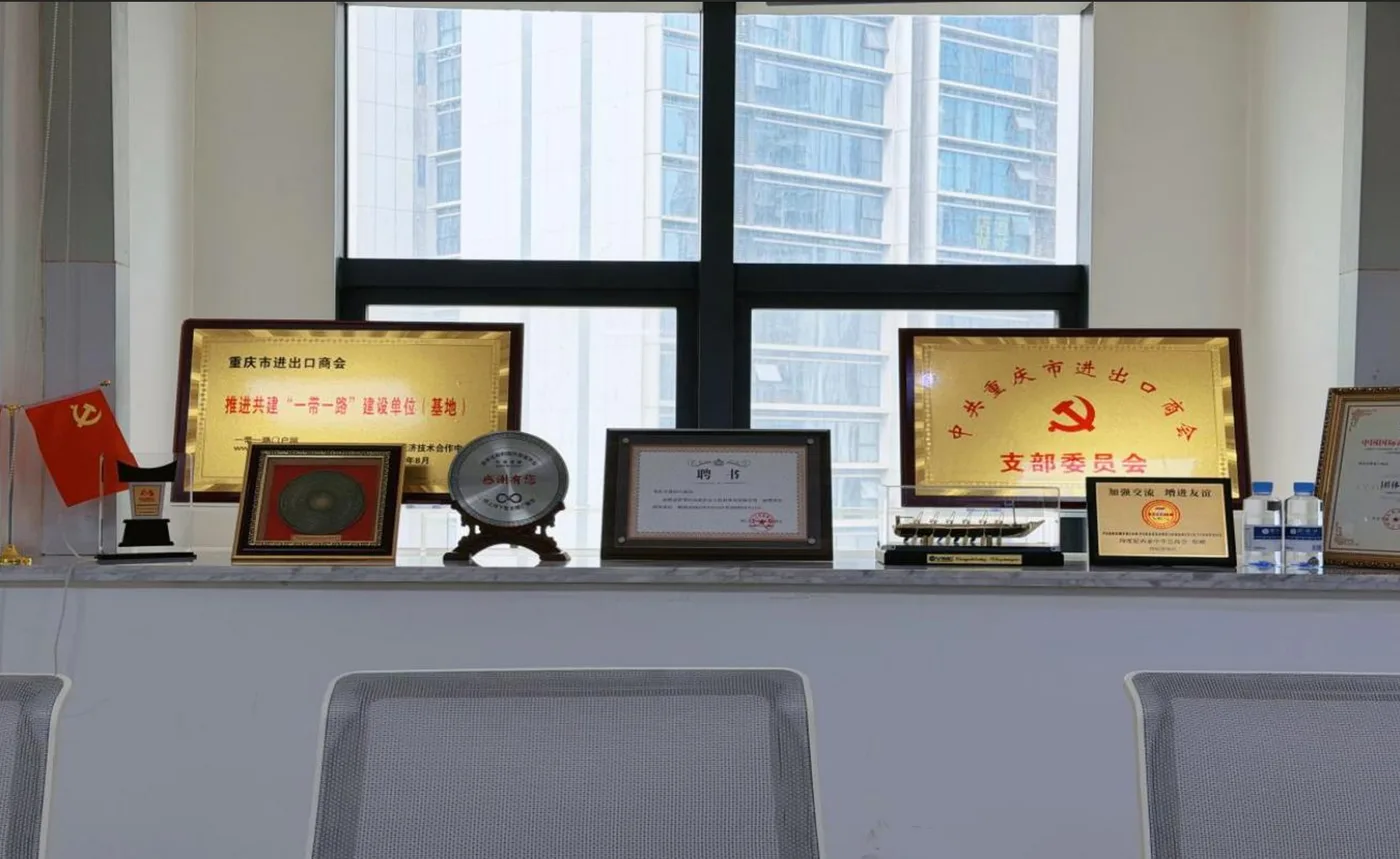 Chongqing Import and Export Chamber of Commerce office display during Veridian business visit