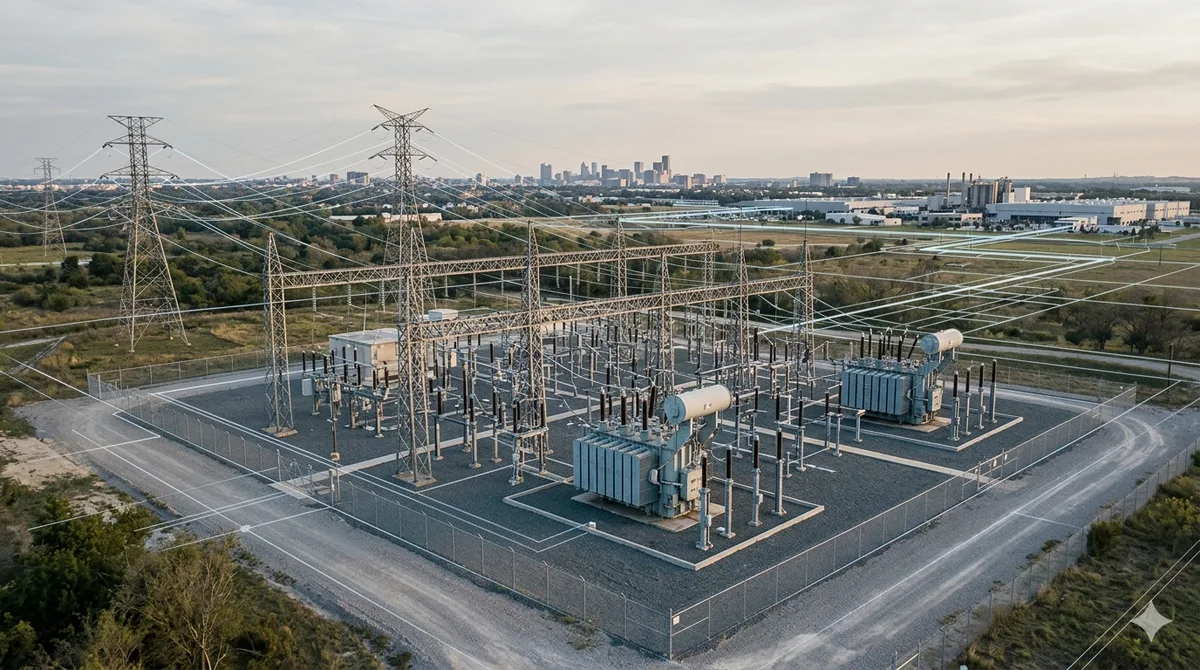 Modern power infrastructure with transmission and renewable energy systems